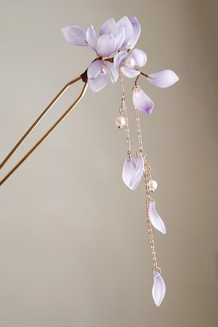 Épingle à cheveux en forme de U - Fleurs de Glycine - HanWen Shop