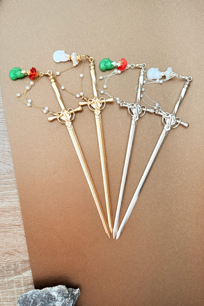 Épingle à cheveux en forme d'épée fait main - Petit Renard - HanWen Shop
