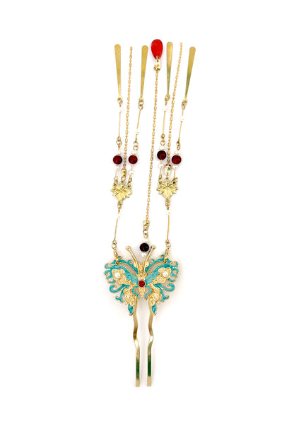 Épingle à cheveux en ondulée U - Émail bleu -HanWen Shop