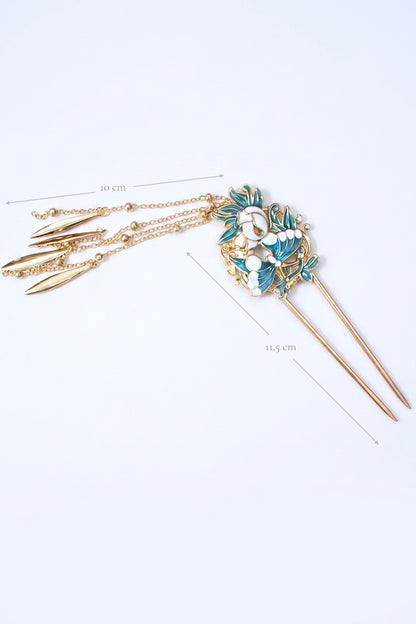 Épingle à cheveux en ondulée U - Émail bleu -HanWen Shop