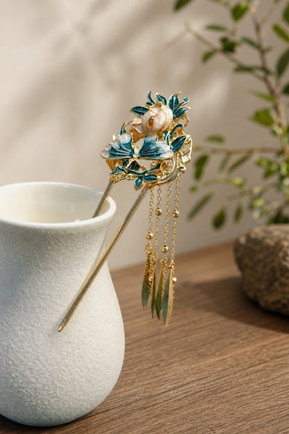 Épingle à cheveux en ondulée U - Émail bleu -HanWen Shop