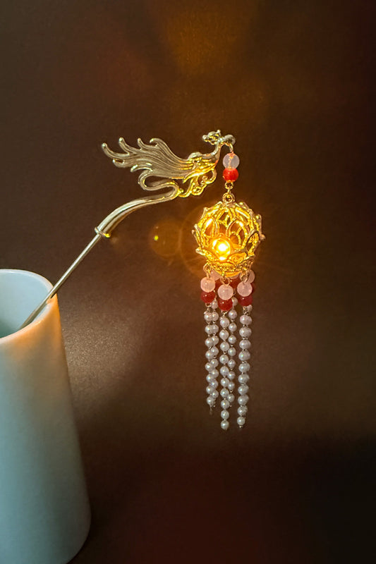 Épingle à cheveux phénix avec lumière LED - Panier de fleurs - HanWen Shop