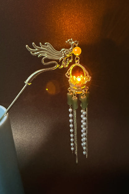 Épingle à cheveux phénix avec lumière LED - Panier de fleurs - HanWen Shop