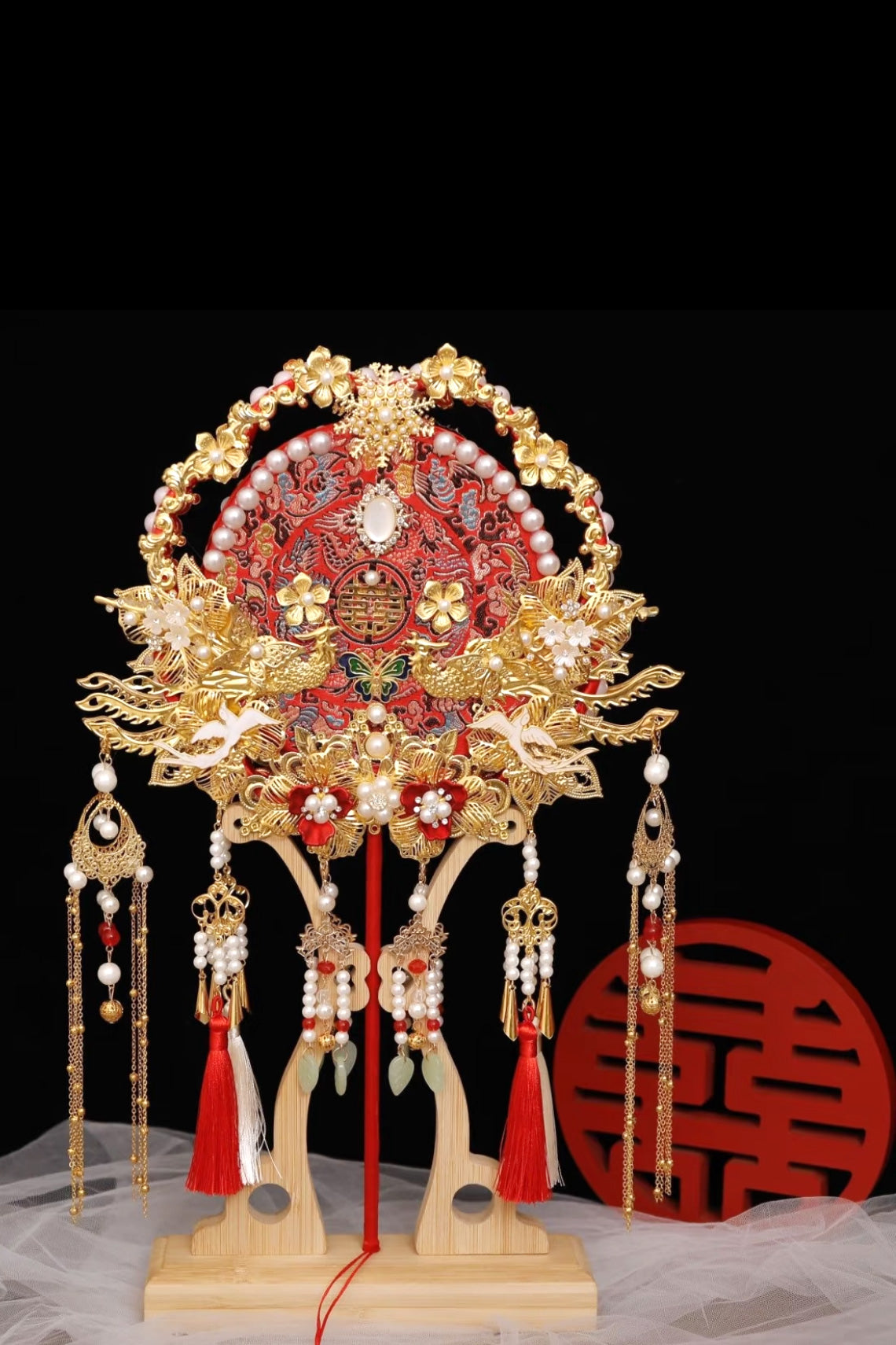 Éventail de mariage traditionnel chinois - “Xi Shan” - HanWen Shop