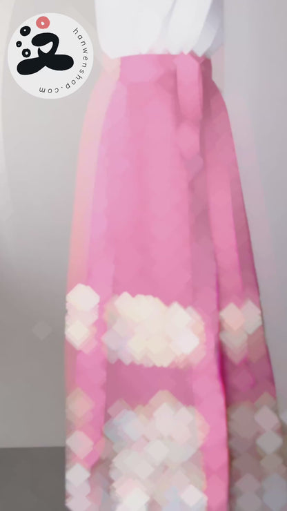 Mamian Qun du Hanfu de la dynastie Ming - Jupe brocart doré poissons rouge - HanWen Shop