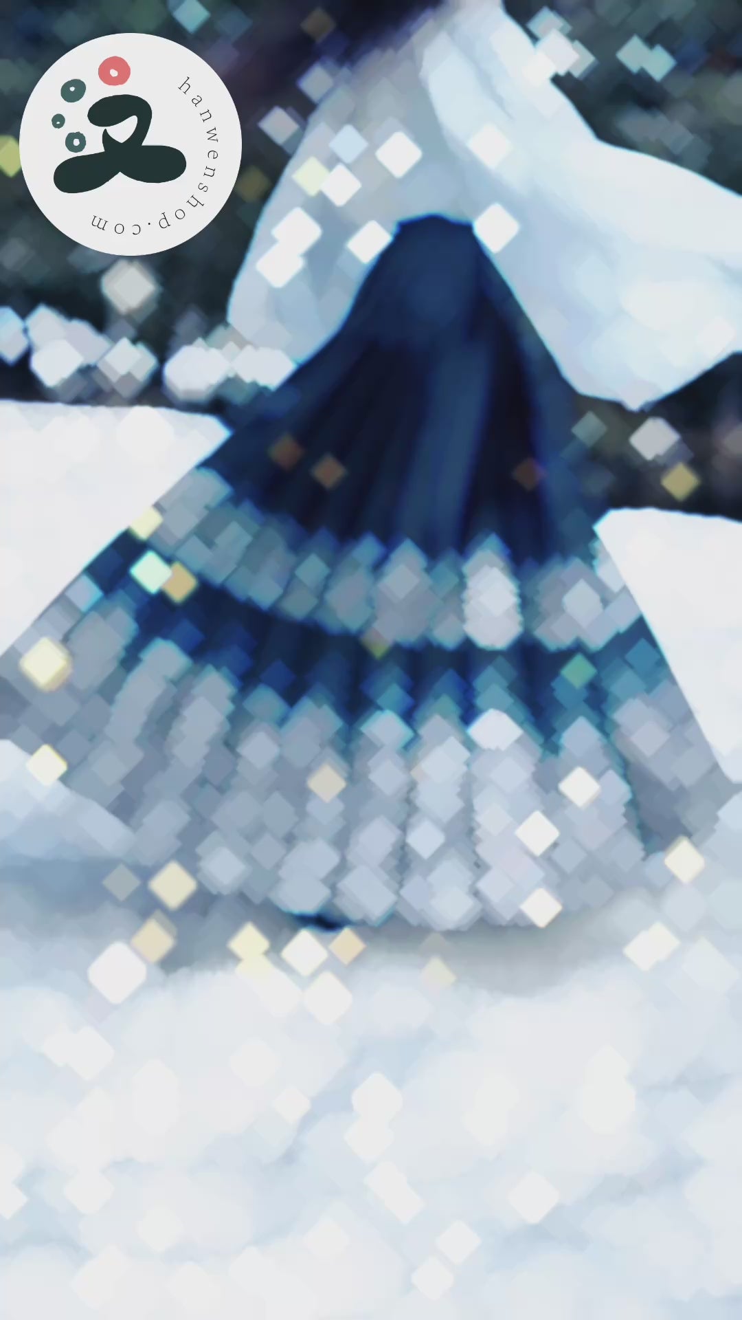 Jupe Hanfu "MaMian Qun" de la dynastie Ming 明 - Libellule bleue Dansante